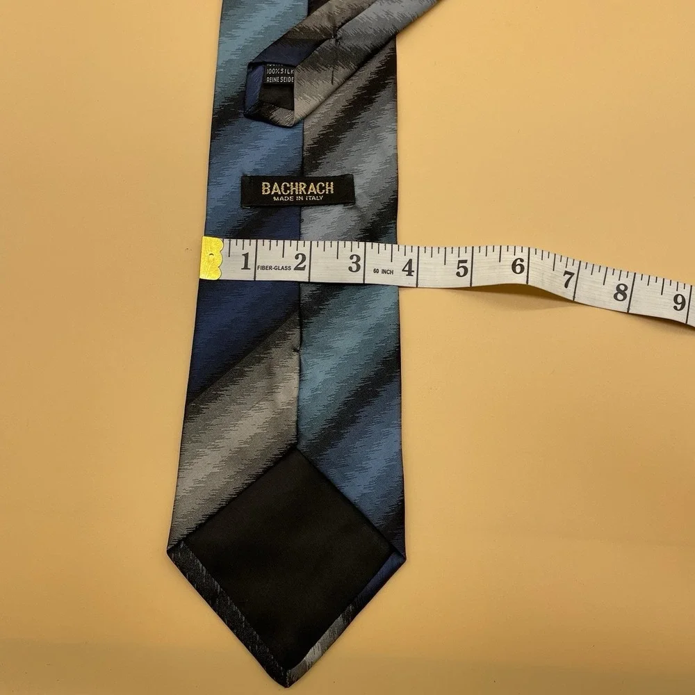 Bachrach Necktie Tie 100% Silk Multicolor Abstract Made‎ in Italy Blue Colors